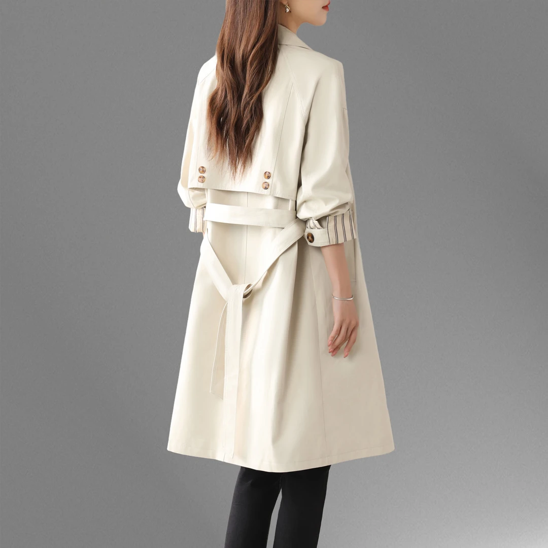 大码宽松风衣女中长款2025春秋新款高级感收腰显瘦英伦风大衣外套