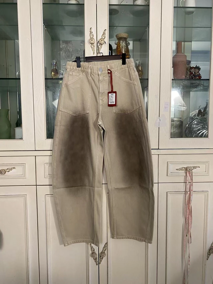 春款卡其色脏脏弯刀裤休闲裤时尚百搭