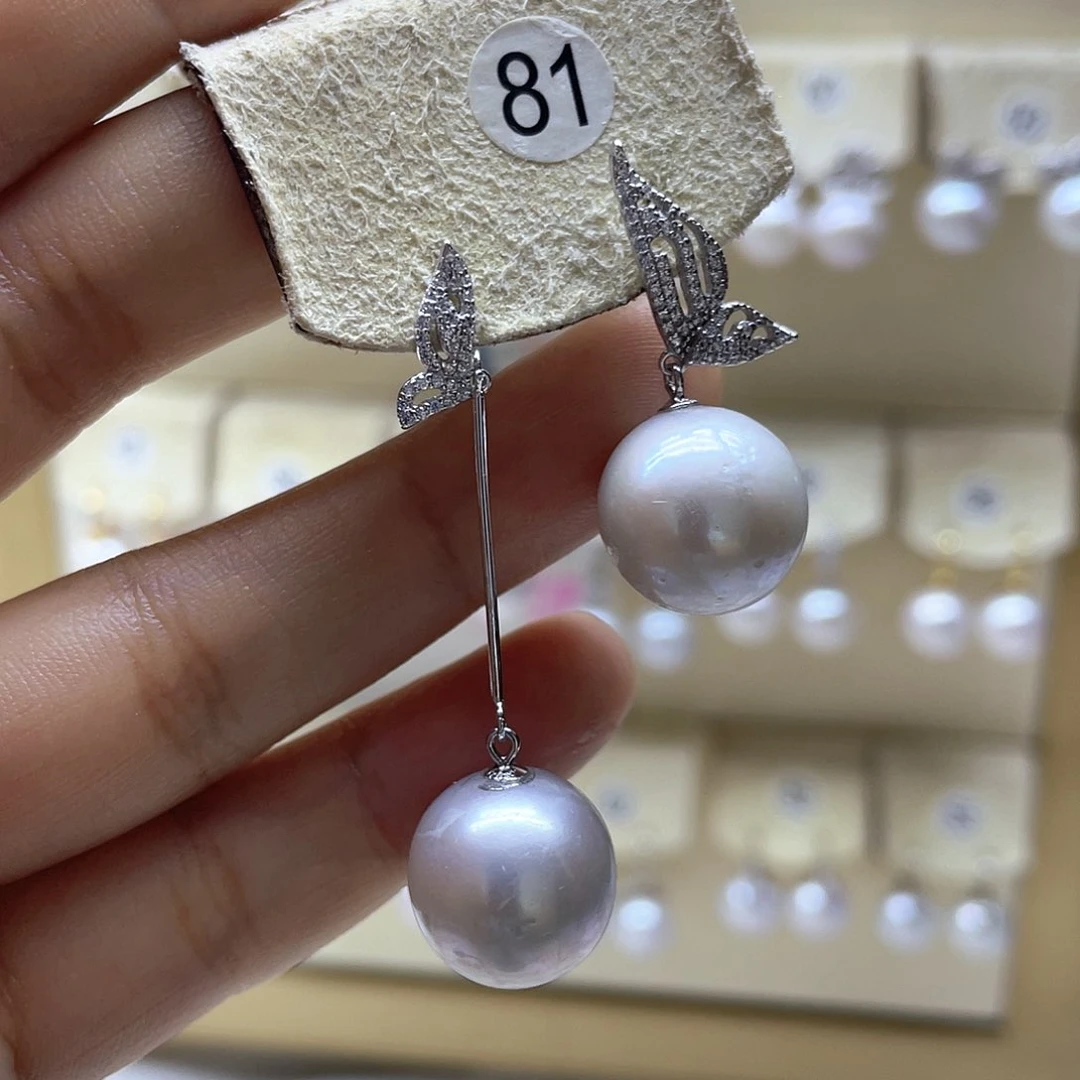 银S925镶嵌淡水珍珠耳饰