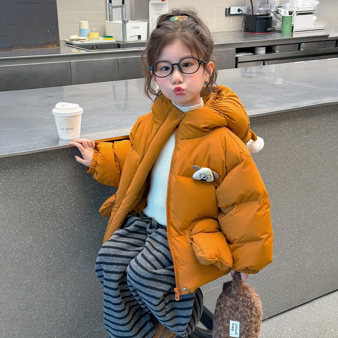 女童棉服冬季新款儿童尖尖帽卡通棉衣洋气女宝宝冬装加厚保暖棉袄