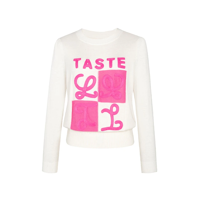 【直播专享】商场同款春秋新品撞色提花绵羊毛针织衫NDY1A41569