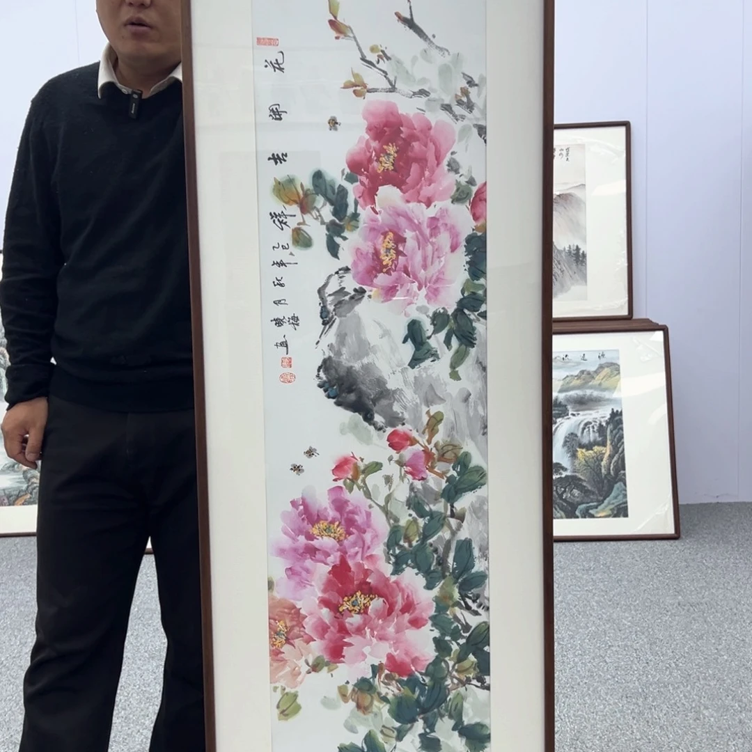 国画国画作品带框170*50