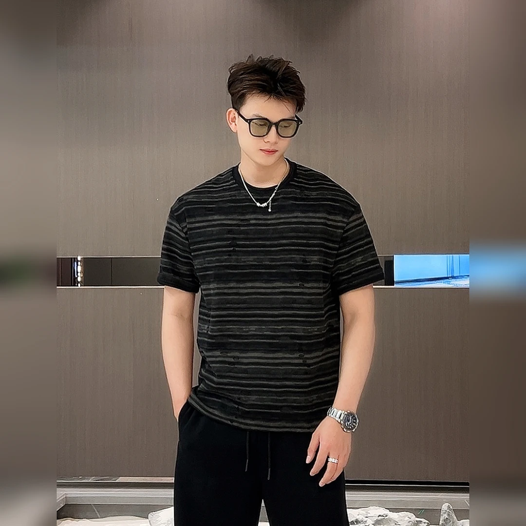 【衣工男】春夏 新款炒花渐变系列  星河纹理百搭圆领短袖 MJ858