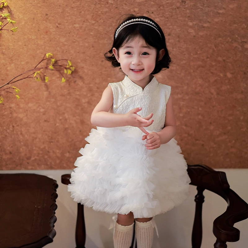 女童礼服2025新款儿童洋气时髦夏装柔软网纱甜美可爱蛋糕裙连衣裙