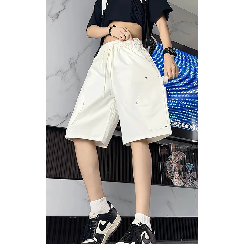 美式高街铆钉工装短裤男夏季穿搭直筒运动五分裤高级感痞帅半截裤