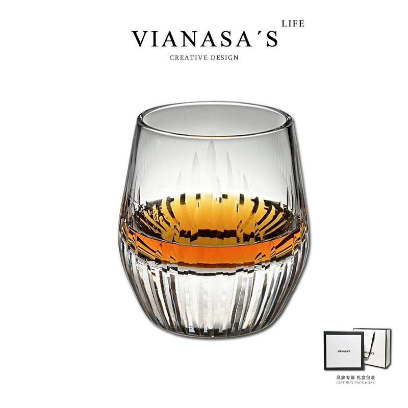 VIANASA'S威士忌白兰地水晶酒杯烈酒杯高档手工刻花礼盒装送礼