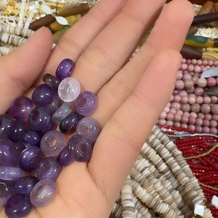 玛瑙/玉髓合金珠宝半成品4个紫水晶小甜甜圈