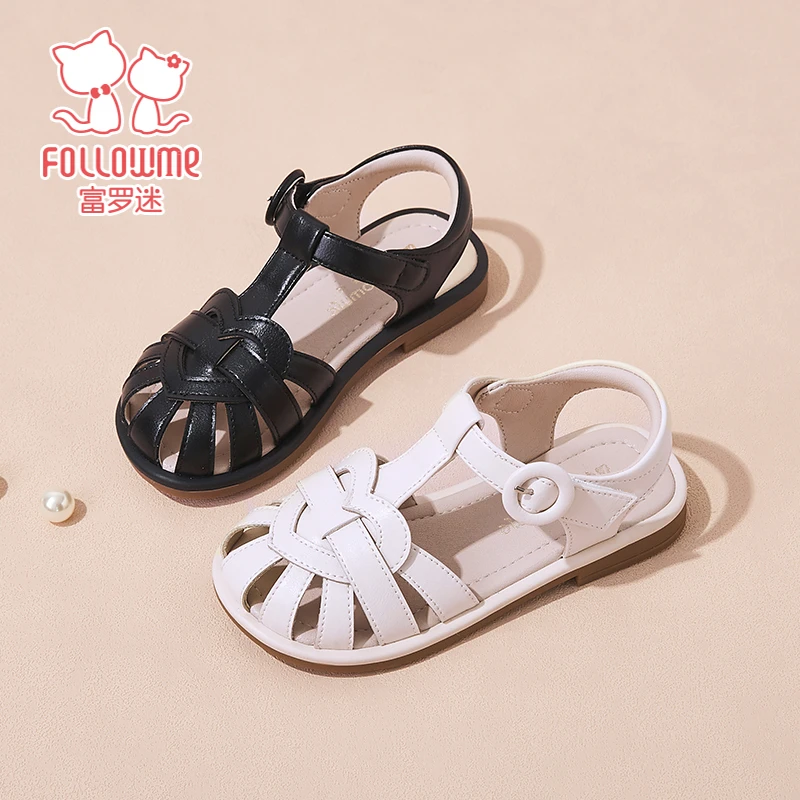 富罗迷女童凉鞋夏季新款软底透气小女孩海边包头沙滩鞋4B8515