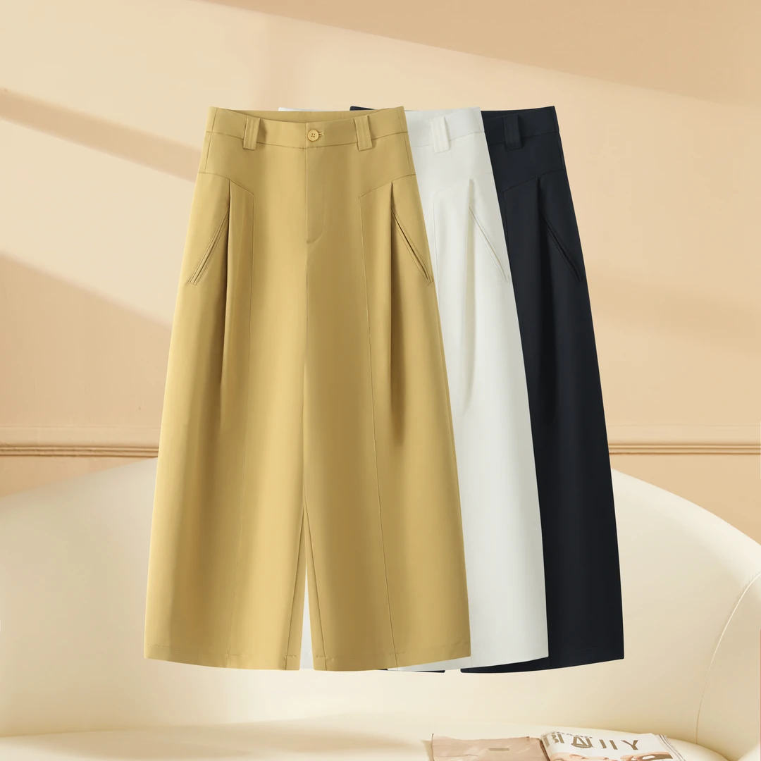 【天丝八分裤】2025新款直筒阔腿裤高腰宽松时尚显瘦休闲百搭裤子女