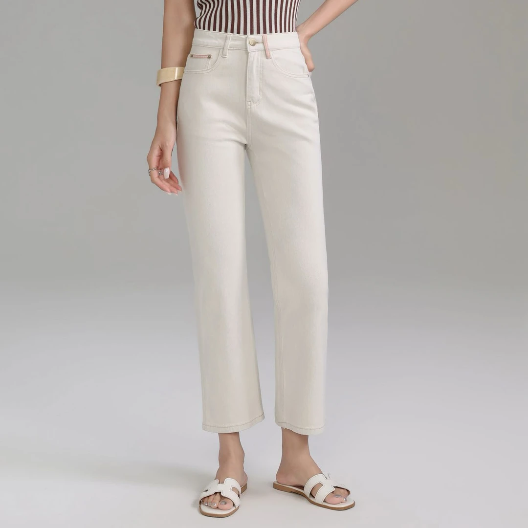 FUJIA STYLE新款韩版简约百搭纯色时尚阔腿牛仔裤K6673