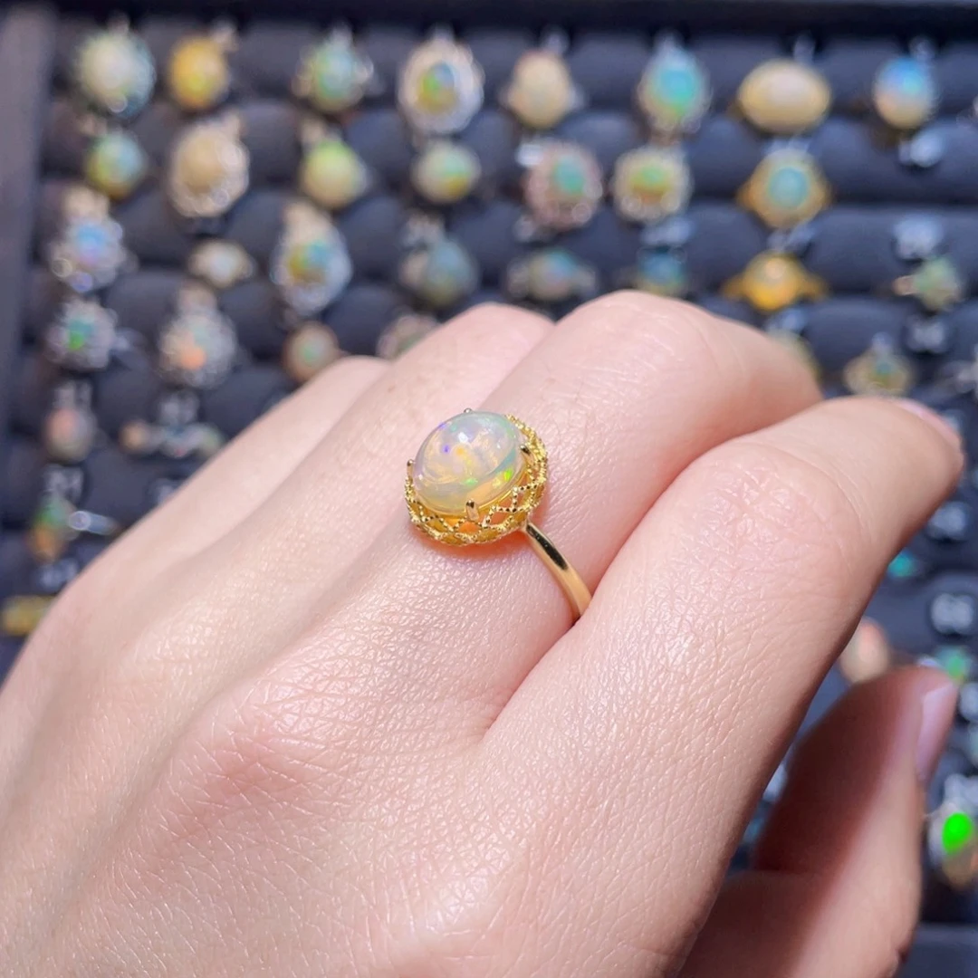 欧泊戒指）银S925镶嵌傻*好