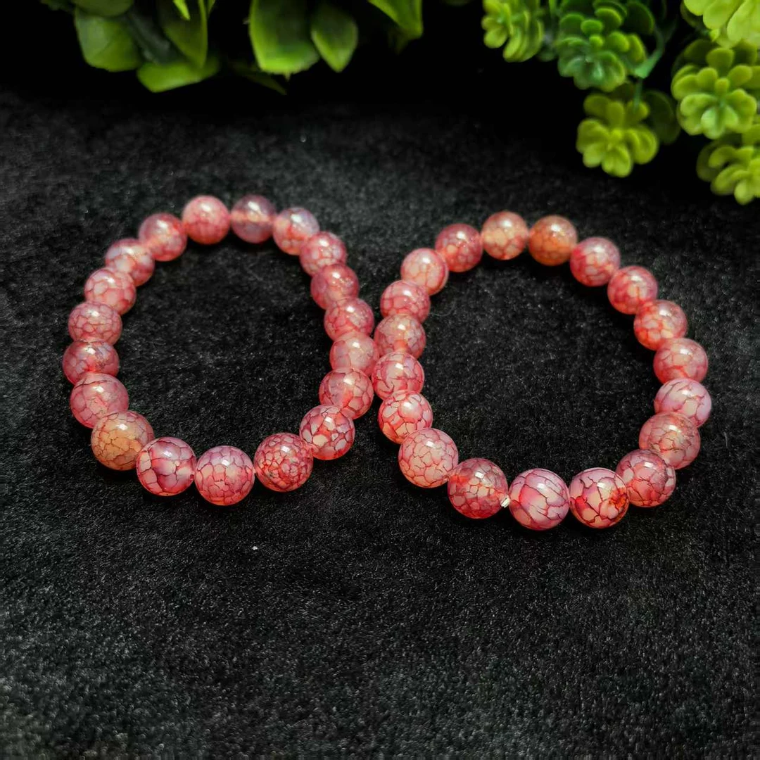 S1182【百百福珠宝】雪龙天晶 玛瑙粉手串-多样性发货只发一件