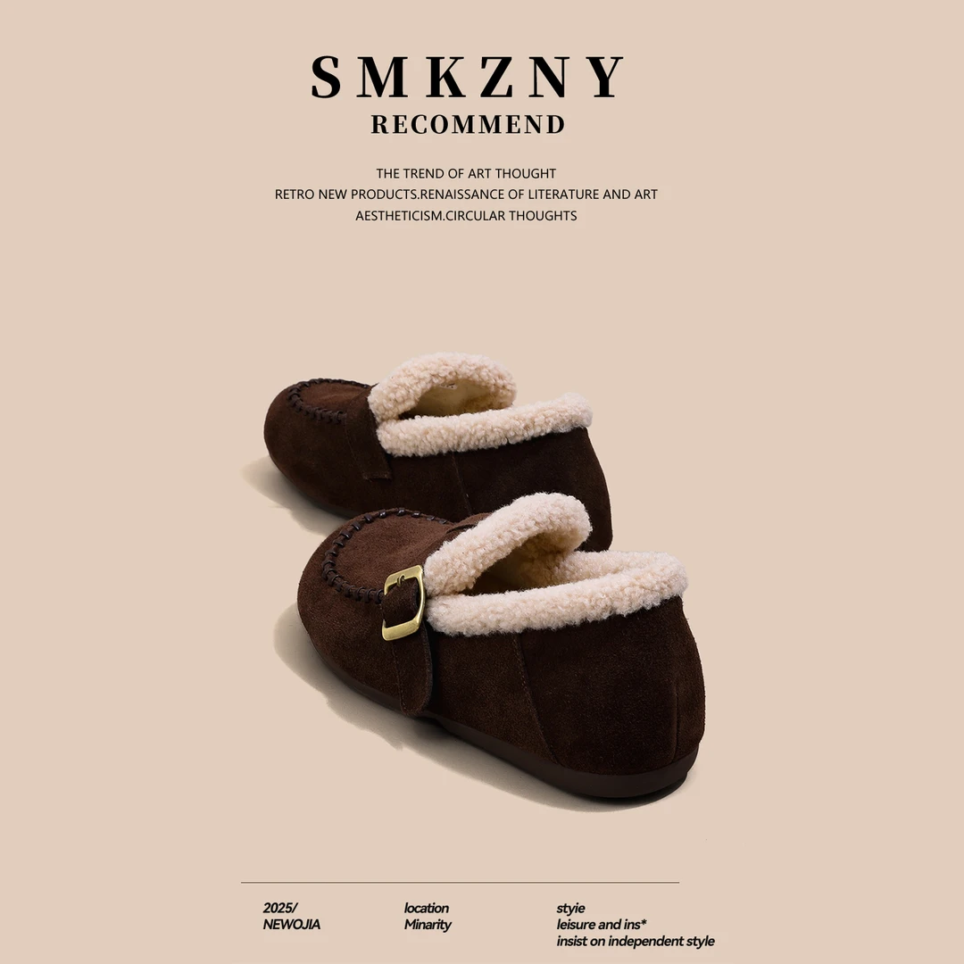 毛毛鞋女2025新款秋冬季加绒保暖棉鞋一脚蹬懒人鞋豆豆鞋雪地靴