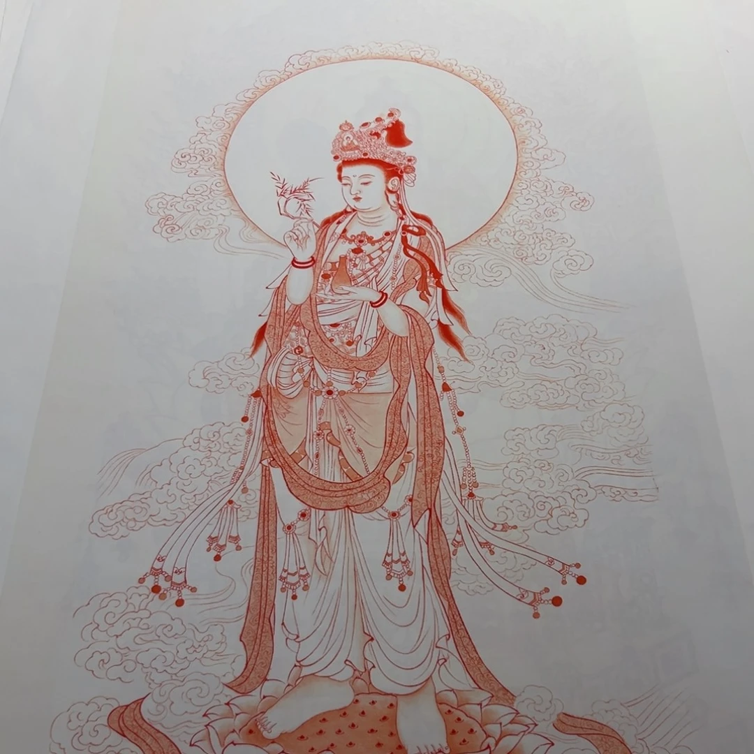 储***品书法福利作品朱砂观音菩萨