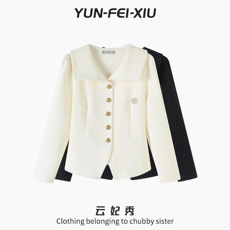 云妃秀大码女装衬衫时尚休闲微胖宽松显瘦简约气质百搭秋季68230
