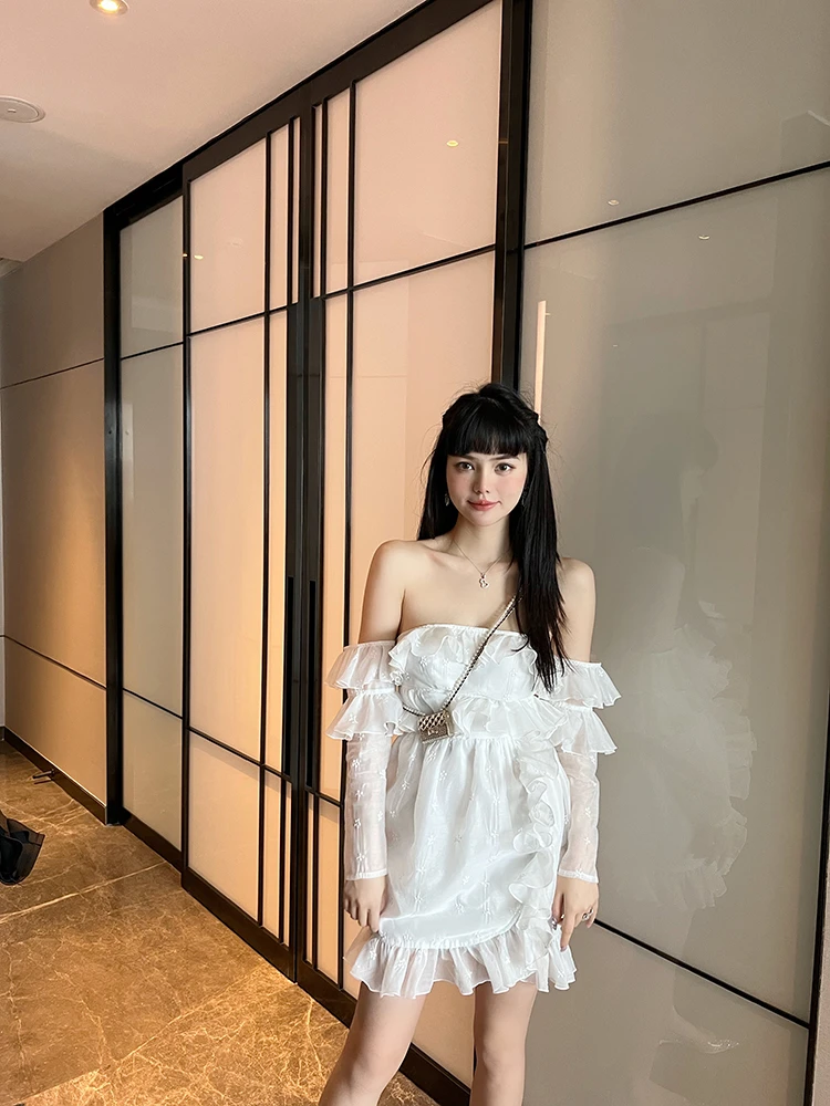 汤元家sd连衣裙女春秋新款网纱收腰仙女裙