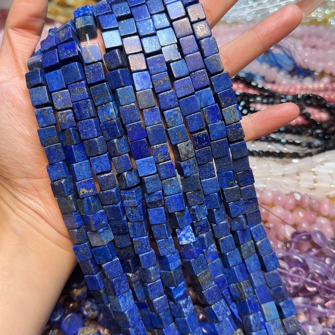 玛瑙/玉髓未镶嵌珠宝半成品天然青金方糖8mm一条