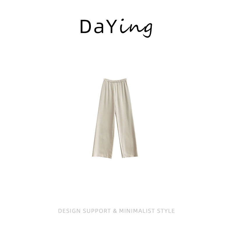 2025夏新款极简风日本进口三醋酸休闲裤显瘦百搭松紧高腰空气裤女