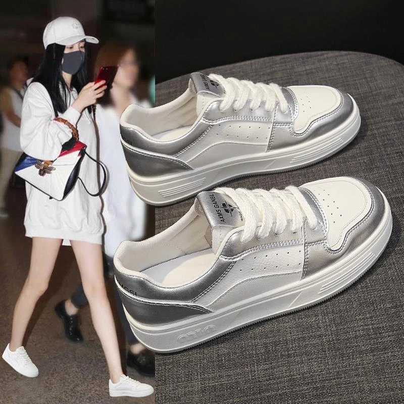 【香港轻奢Sakurano&樱央】爆款银色小白鞋女ins潮2025新款春秋透气