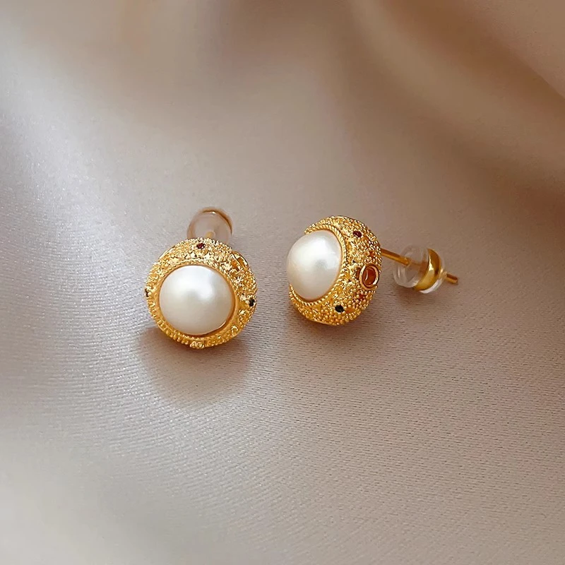 铜合金耳饰 新款夏季珍珠耳环女小众高级感2025爆款精致名媛耳饰