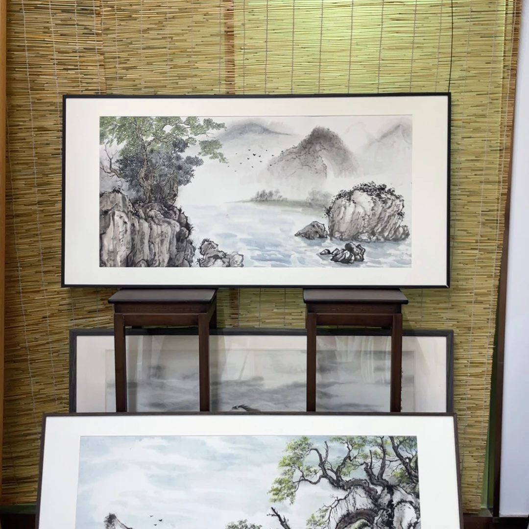国画手绘国画，山水画心