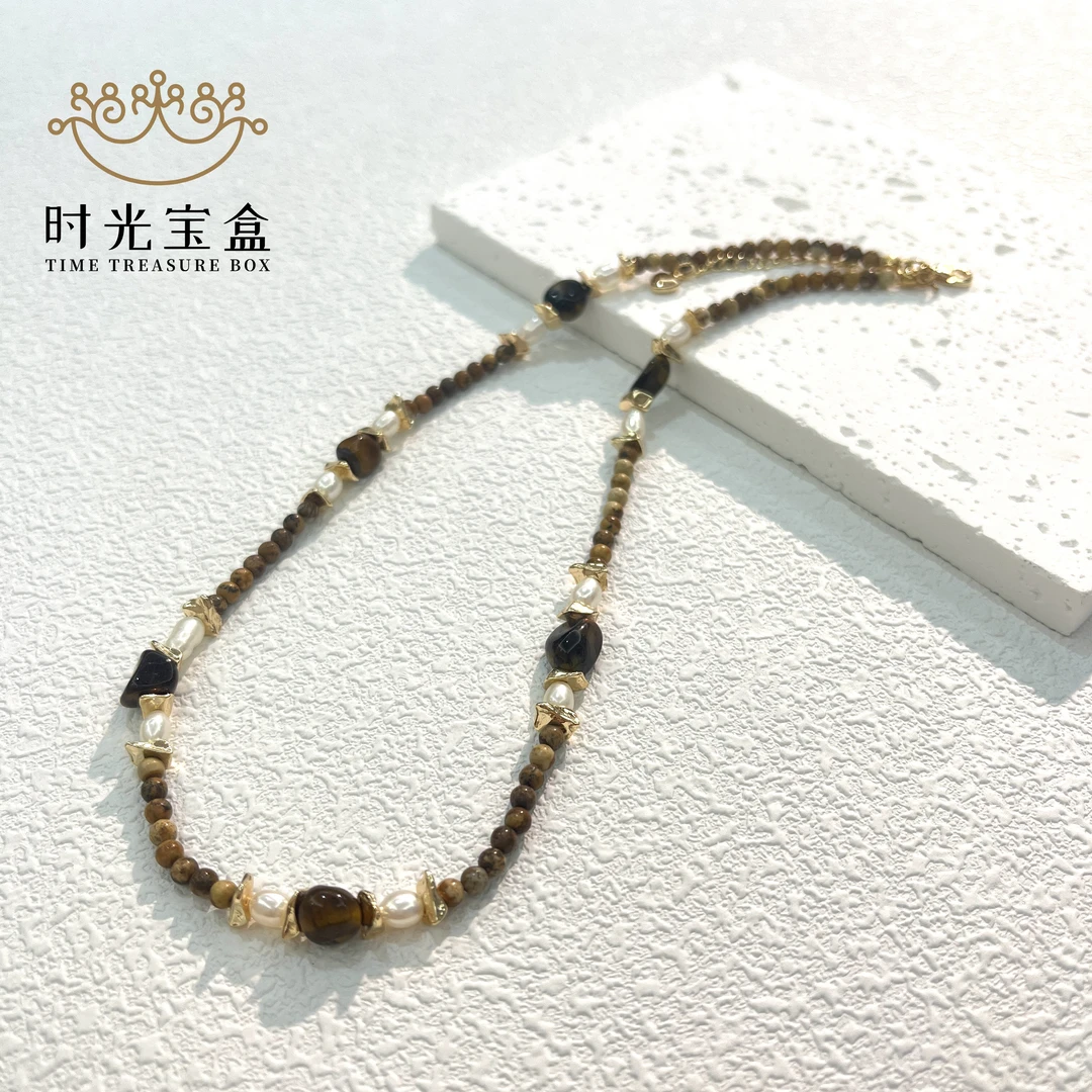 天然淡水珍珠虎眼招财串珠项链 穿搭配饰串珠项链时尚 轻奢
