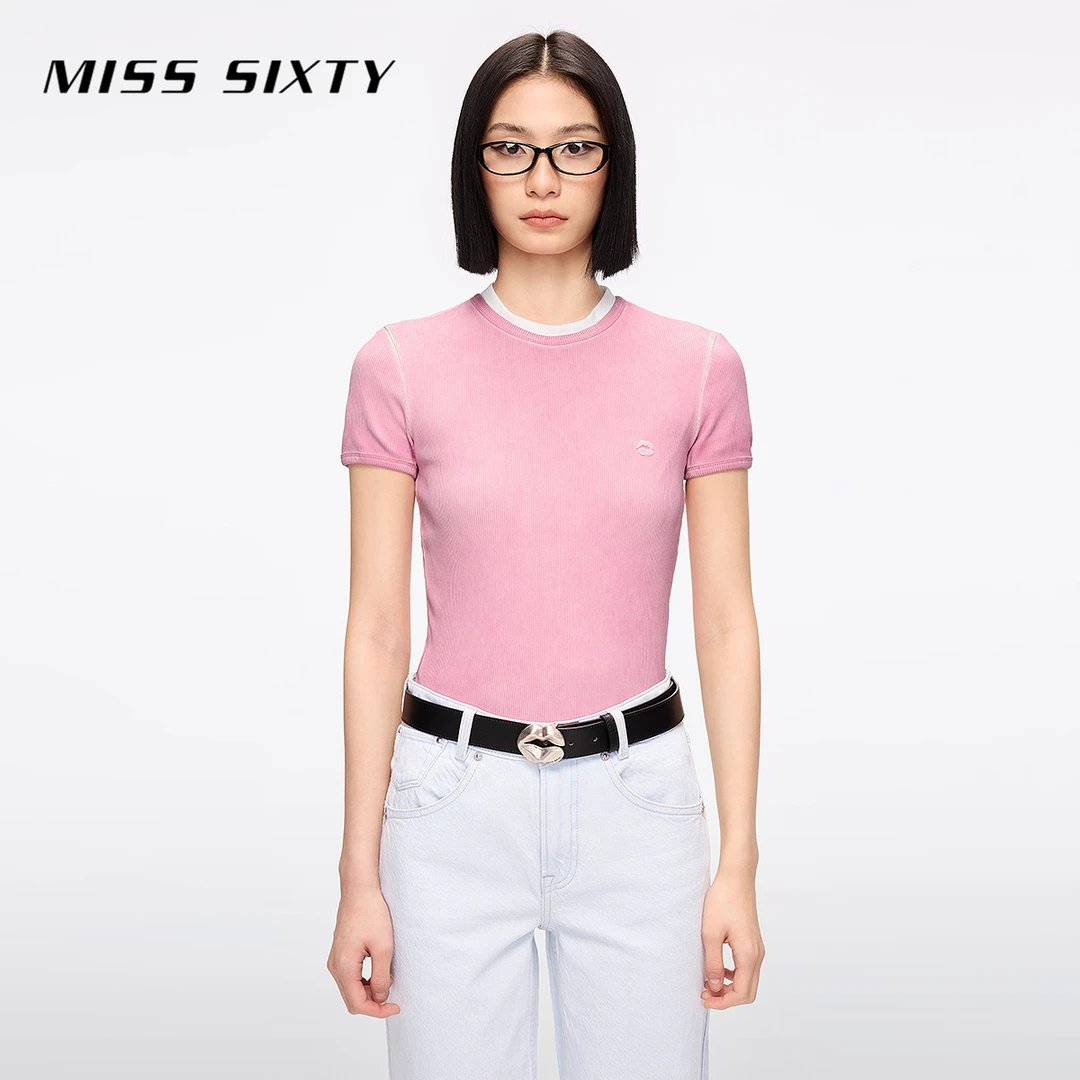 【Sasa专享】Miss Sixty2025夏季新款T恤女短袖圆领嘴唇印花简约百