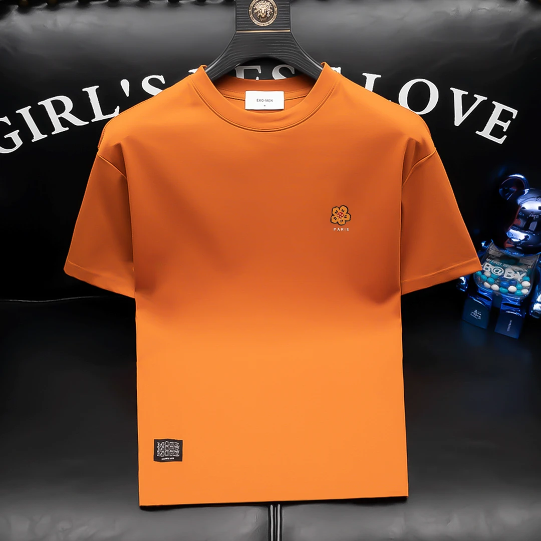 欧货新款夏季时尚卡通刺绣男士短袖简约百搭青年韩版圆领套头半袖