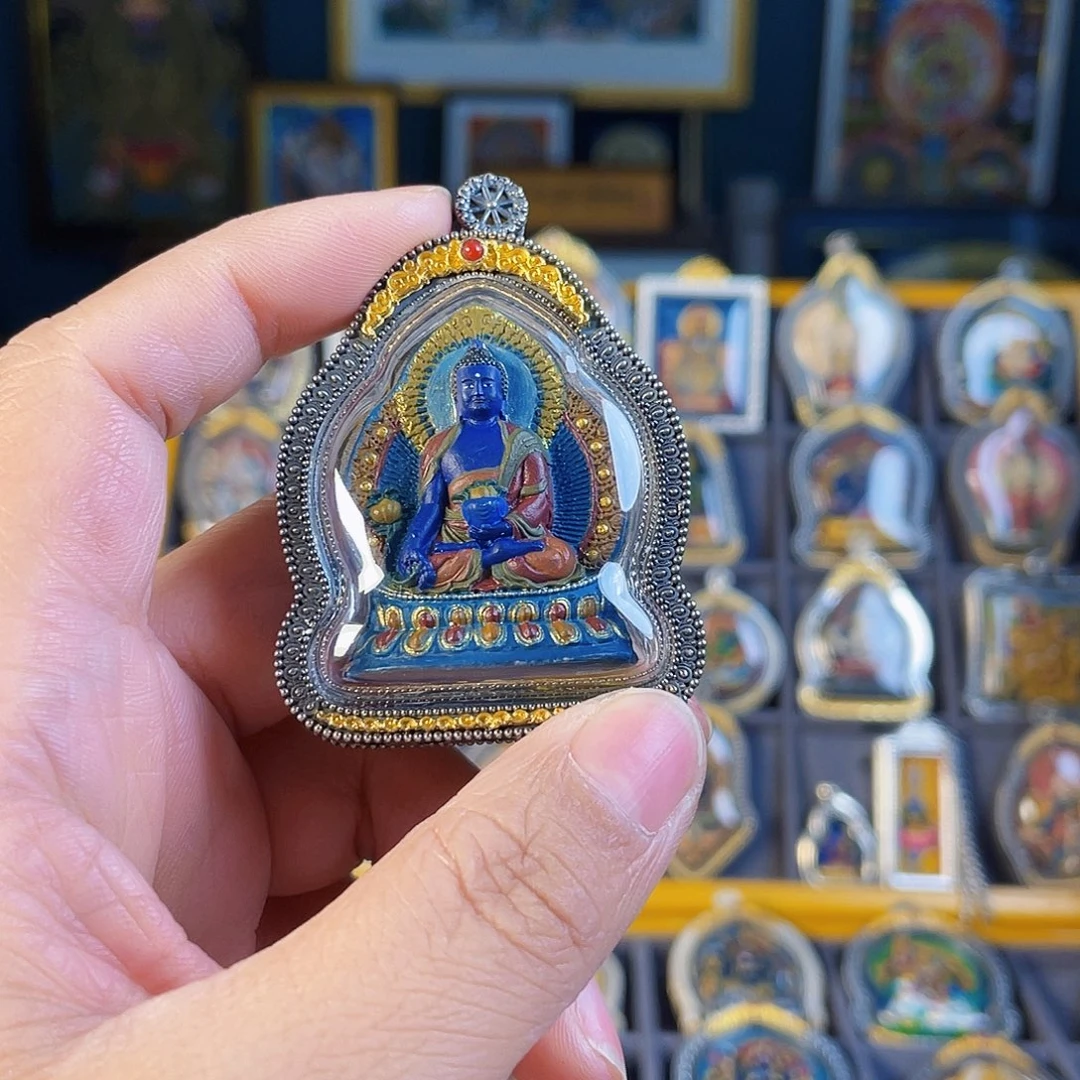 虾***菜泥塑热贡手绘擦擦925银外壳有绳礼盒