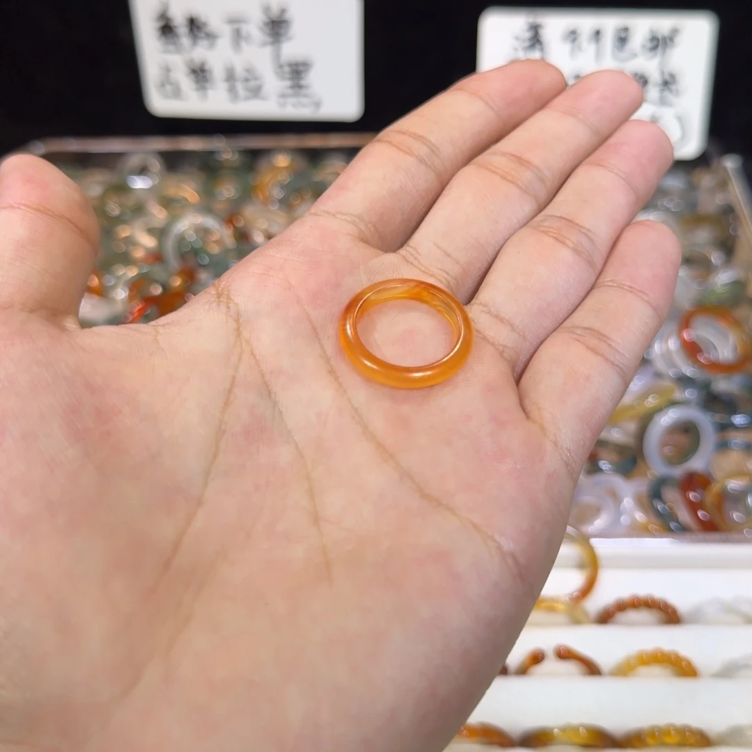 玛瑙/玉髓戒指未镶嵌139号14.5 圈满9.9包邮有瑕疵