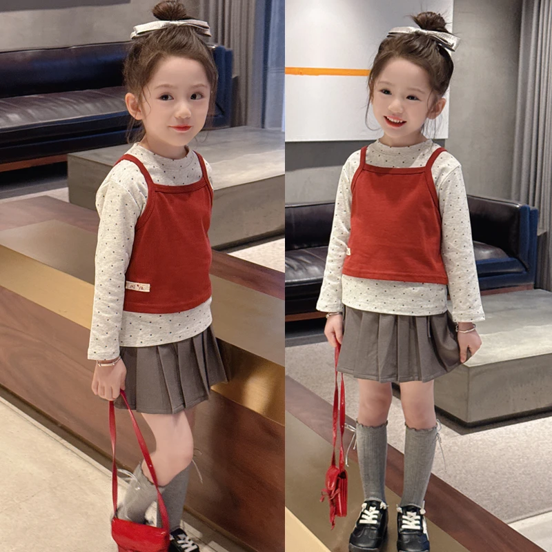 【溢彩】WWLL定制童装2025春装女宝宝上衣2件套女童针织上衣洋气