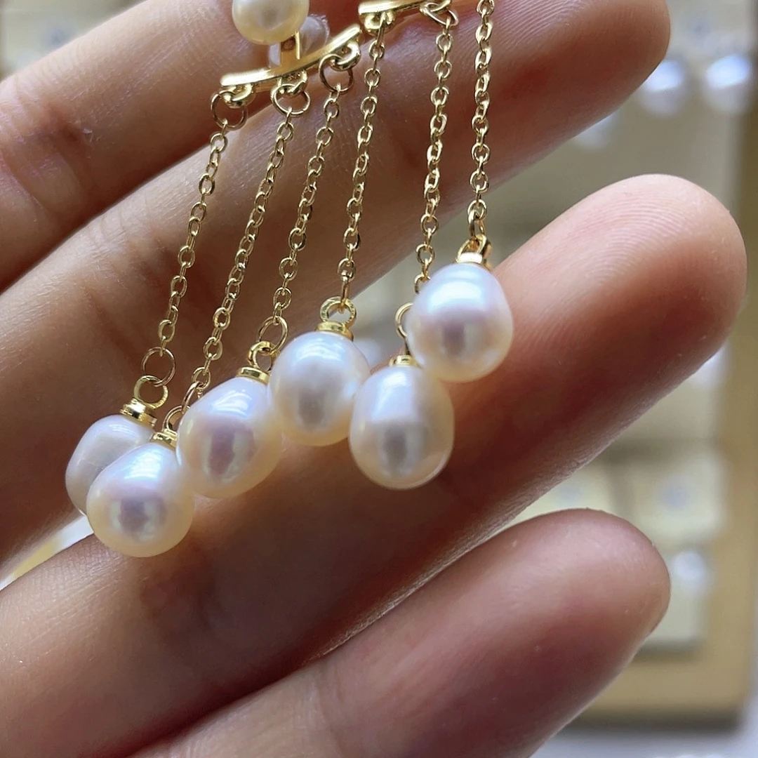 银S925镶嵌淡水珍珠耳饰