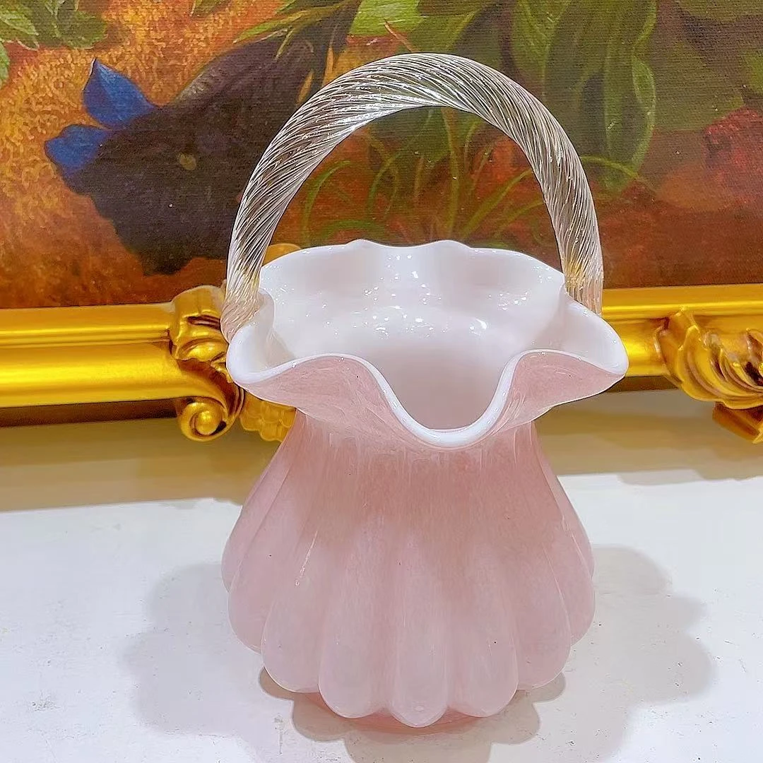 粉色小号花篮琉璃花瓶