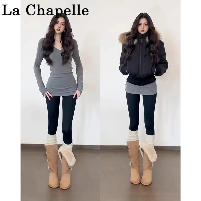 灰色v领加绒内搭中长款遮屁股打底衫女2026马年新款加长包臀上衣