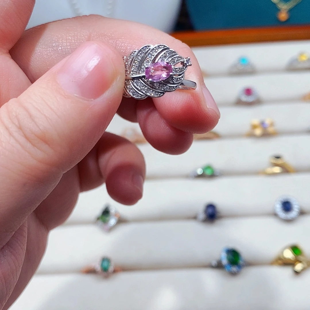 蓝宝石戒指银S925镶嵌