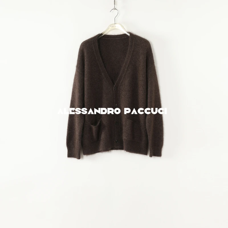 AP洛哥53090SK【黑标】进口马海毛+山羊绒+桑蚕丝V领时尚针织开衫