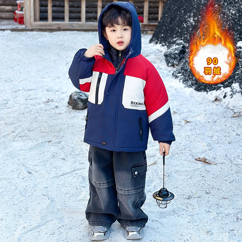男童夹棉保暖外套秋冬款2025新款儿童羽绒内胆冲锋衣男孩保暖棉衣