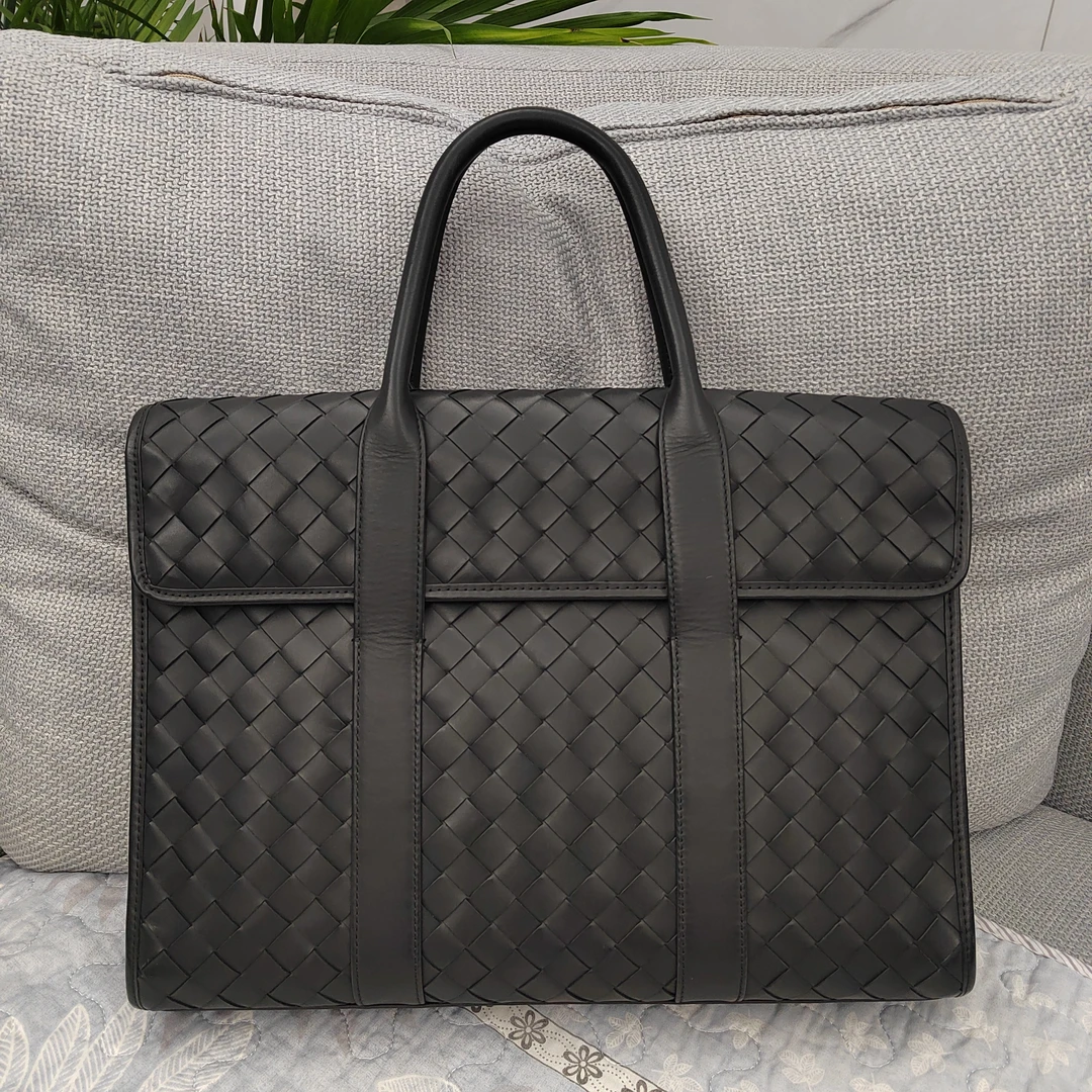 头层牛皮手工编织公文包手提包电脑包时尚洋气简约长39高29厚8