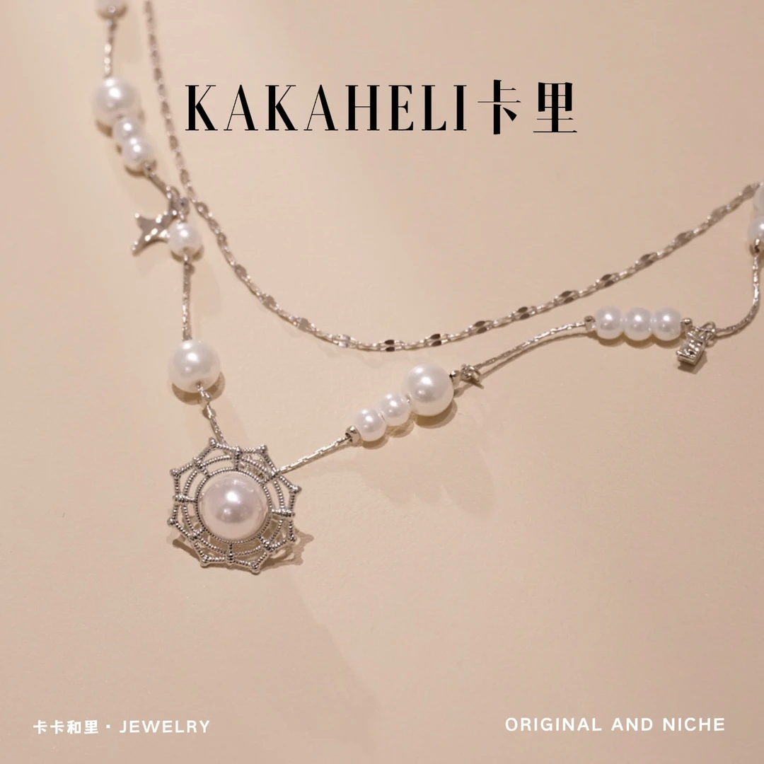 钛钢项链 蜘蛛网兜哑谜辣妹项链 A756