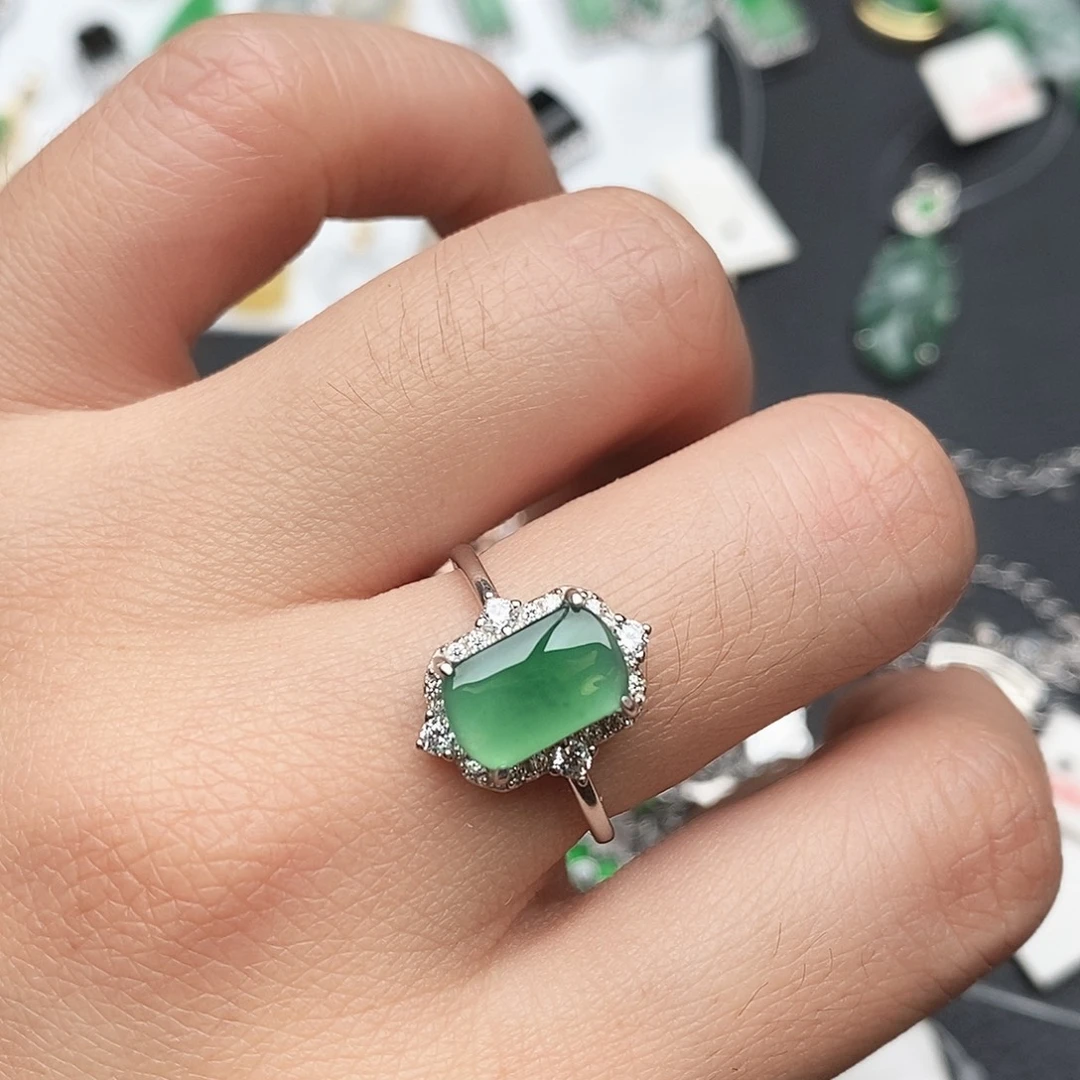 翡翠银S925镶嵌戒指