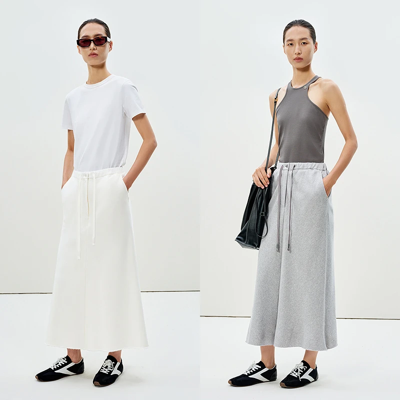 【商场同款/0压系列】LESS2025春新A字抽绳休闲半身裙2P3D11510