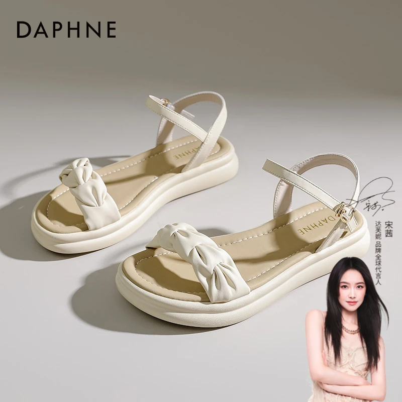 达芙妮凉鞋女款爆款2024新款正品女鞋一字带厚底凉鞋女外穿夏季