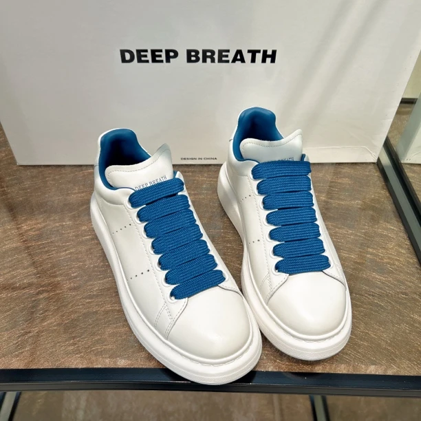 深呼吸深呼吸女鞋 牛皮厚底圆头休闲鞋大白鞋 12327