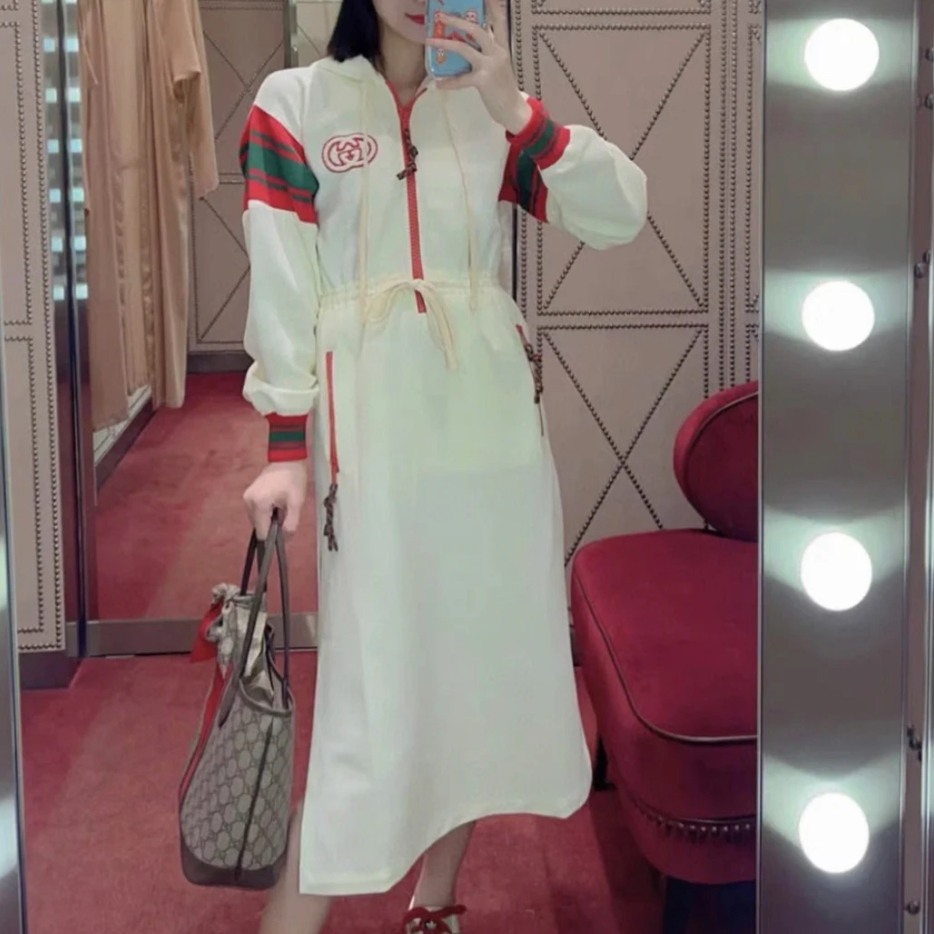 99新 GUCCI/古驰 连帽开叉连衣裙 /XS码/A04288