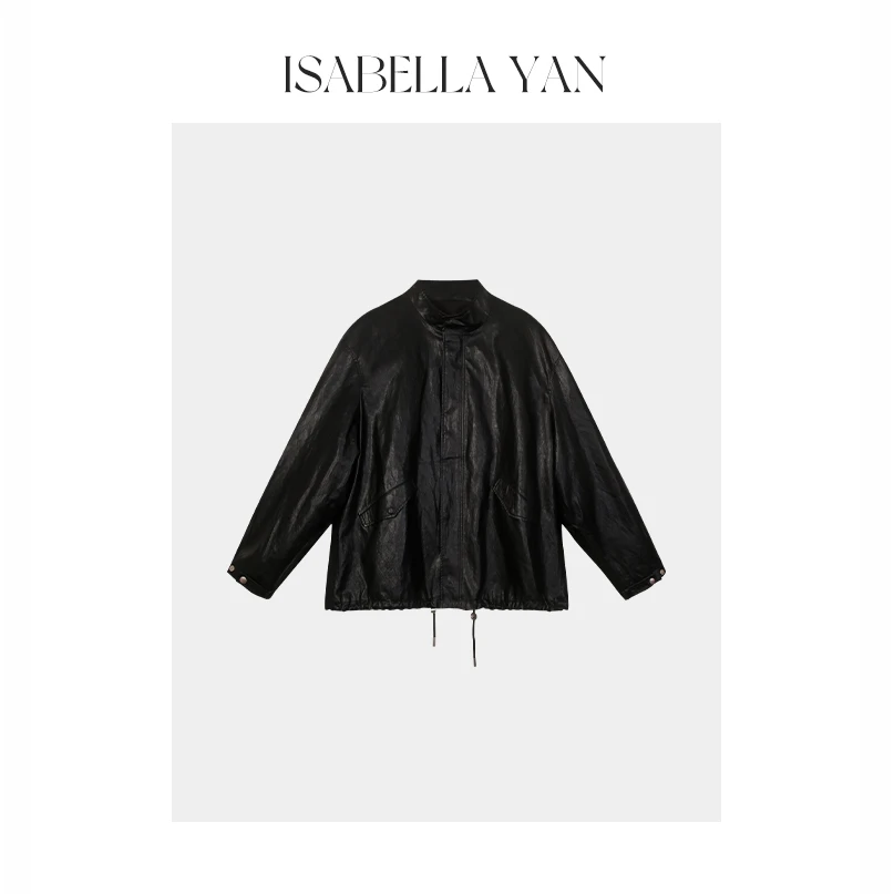 【Isabella】“复古玩家”重工做旧复古夹克皮衣P30324IS51