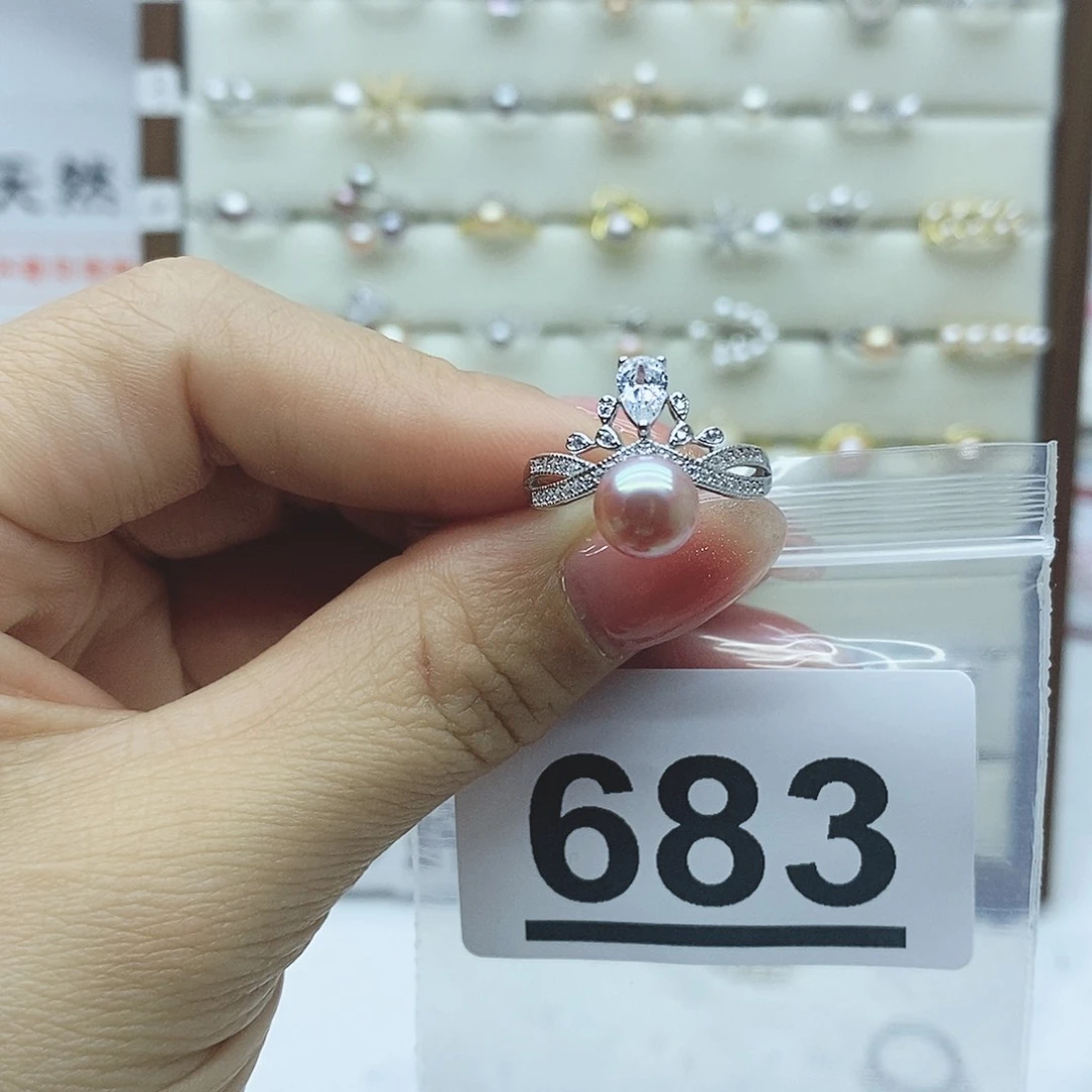 淡水珍珠戒指银S925镶嵌❥****゜683