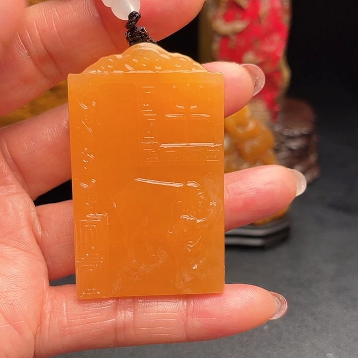 田黄石金田黄把件挂件牌子