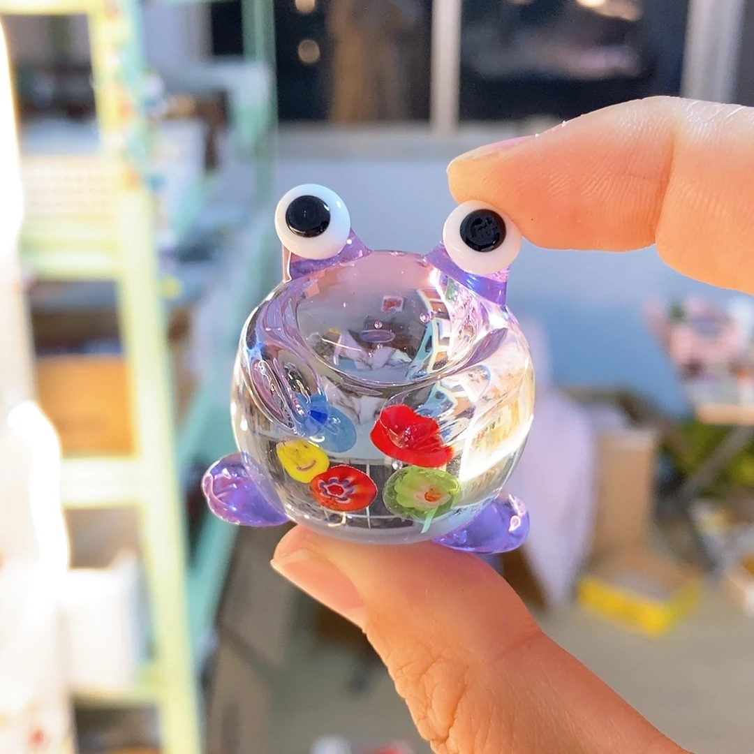 琉璃手工艺品紫色青蛙