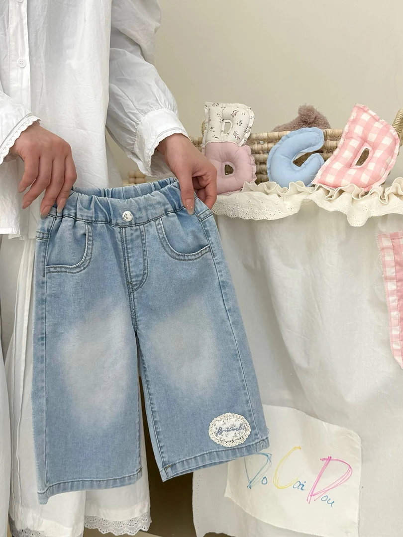 女童夏季薄款中裤休闲洋气百搭女宝宝夏款七分裤儿童透气牛仔裤