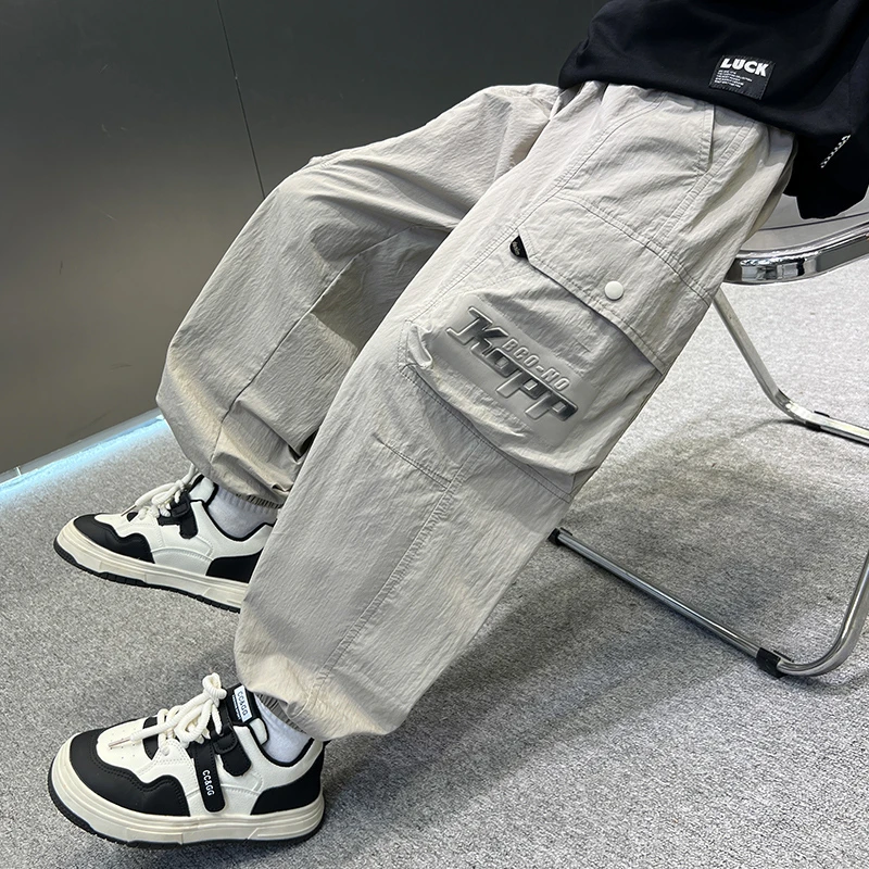 儿童装男童春装裤子长裤2025新款春秋款中大童男孩春季炸街工装裤